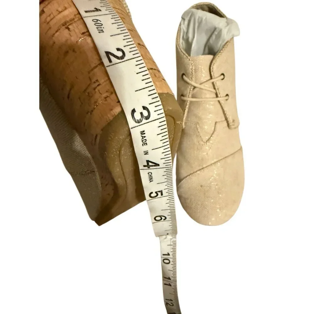 Brand New Toms Women’s Desert Wedge Natural Metallic Linen Shoes Size 12
